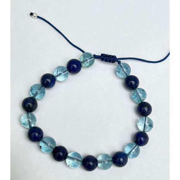 Lapis Lazuli - Aquamarine With Silver handcrafted bracelet - Picture 12 of 12